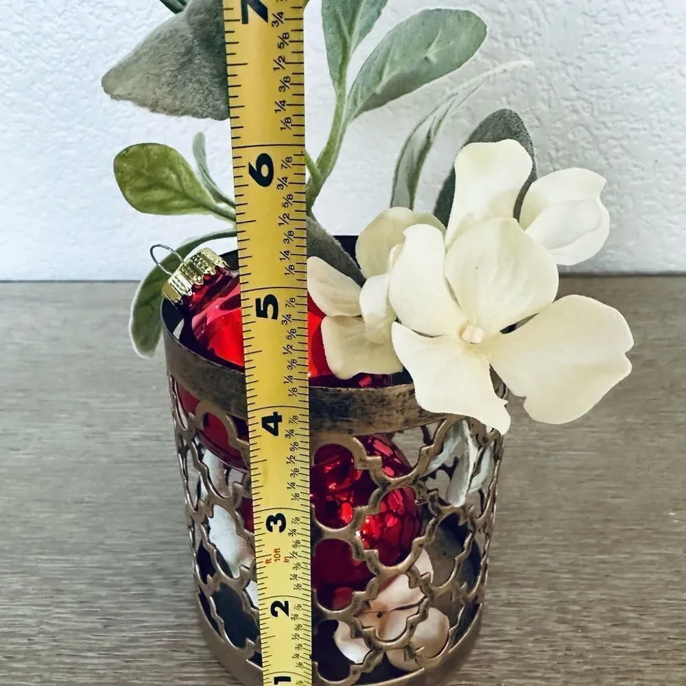 Holiday Glam Gold Metal Vase Floral Filler Decor